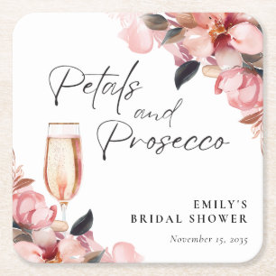 Petals & Prosecco Florales Brautjungfern-Abschieds Rechteckiger Pappuntersetzer
