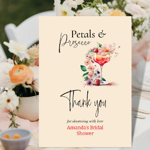 Petals & Prosecco Florales Hochzeitsdusche Favor D Dankeskarte
