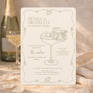 Petals Prosecco Garten Minimal Hochzeitsdusche Einladung