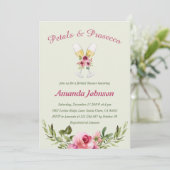 Petals & Prosecco Grünpflanzen Brautparty Einladung (Stehend Vorderseite)