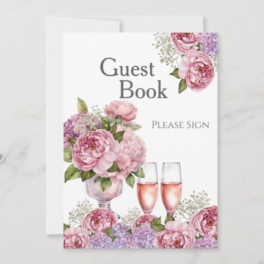 Petals & Prosecco Guest Book Brautparty Signing Einladung (Vorderseite)