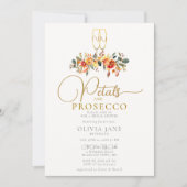 Petals Prosecco Herbstgoldene Herbst-Brautparty Einladung (Vorderseite)
