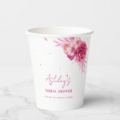 Petals & Prosecco Hot Pink Brautparty Pappbecher (Vorderseite)