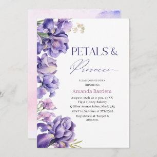PETALS & PROSECCO IRIS BLUME Aquarellfarben Einladung