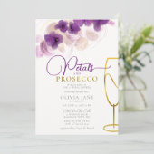 Petals Prosecco Lila Orchids Boho Elegante Bridal Einladung (Stehend Vorderseite)