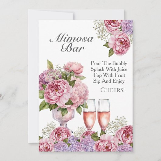 Petals & Prosecco Mimosa Bar Sign Einladung (Vorderseite)