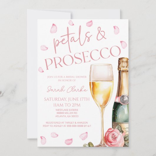 Petals & Prosecco Mimosa Champagne Brautparty Einladung (Vorderseite)