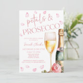 Petals & Prosecco Mimosa Champagne Brautparty Einladung (Stehend Vorderseite)