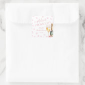 Petals & Prosecco Mimosa Champagne Brautparty Quadratischer Aufkleber (Tasche)