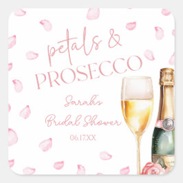 Petals & Prosecco Mimosa Champagne Brautparty Quadratischer Aufkleber