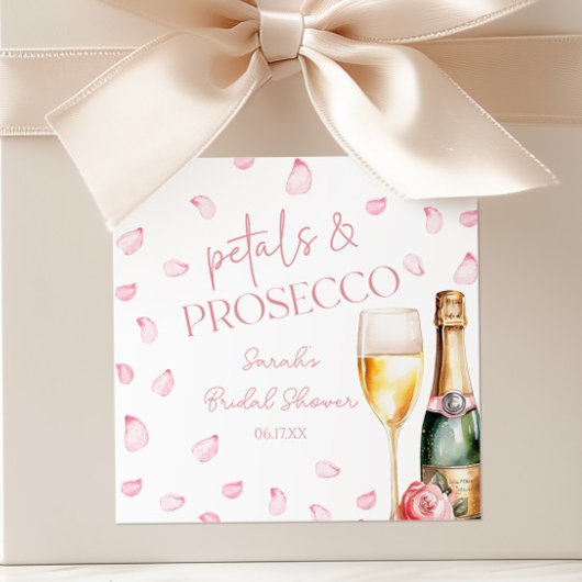 Petals & Prosecco Mimosa Champagne Brautparty Quadratischer Aufkleber