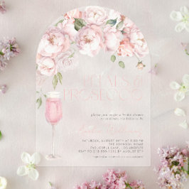Petals & Prosecco Modernes rosafarbenes Brautparty Acryleinladungen
