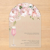 Petals & Prosecco Modernes rosafarbenes Brautparty Acryleinladungen (Vorderseite)