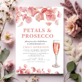 Petals & Prosecco Modernes rosafarbenes Brautparty Einladung
