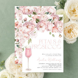 Petals & Prosecco Modernes rosafarbenes Brautparty Einladung