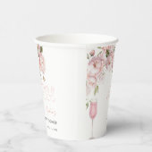 Petals & Prosecco Modernes rosafarbenes Brautparty Pappbecher (Rechts)