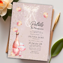 Petals Prosecco Pearls Pink Gold Brautparty Einladung