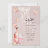 Petals Prosecco Pearls Pink Gold Brautparty Einladung (Vorderseite)