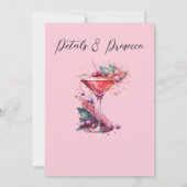 Petals & Prosecco Pink Blues Brautparty Einladung (Rückseite)