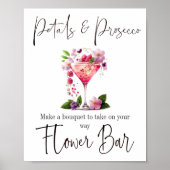 Petals & Prosecco Pink Brautparty Blume Bar Poster (Vorne)