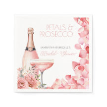 Petals & Prosecco Pink Brautparty Paper Napkin