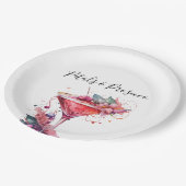 Petals & Prosecco Pink Brautparty Pappteller (Schrägansicht)