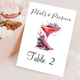 Petals & Prosecco Pink Brautparty Party Tischnummer