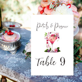 Petals & Prosecco Pink Brautparty Party Tischnummer