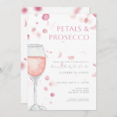 Petals & Prosecco Pink Bridal Dusche Einladung (Vorne/Hinten)