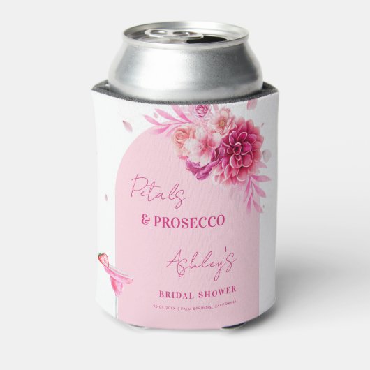 Petals Prosecco Pink Floral Brautparty Gefallen Dosenkühler (Kanne Rückseite)