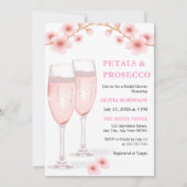 Petals & Prosecco Pink Foto Brautparty Einladung (Vorderseite)