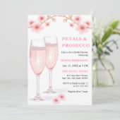 Petals & Prosecco Pink Foto Brautparty Einladung (Stehend Vorderseite)