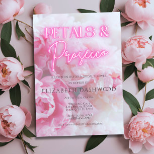 Petals & Prosecco Pink Neon Brautparty Einladung