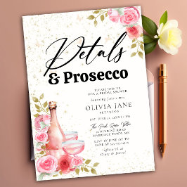 Petals Prosecco Pink Roses Gold Brautparty Einladung