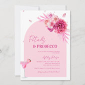 Petals & Prosecco Pink Script Brautparty Einladung (Vorderseite)