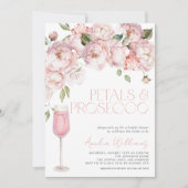 Petals & Prosecco QR Code Rosa Brautparty Einladung (Vorderseite)