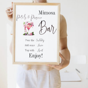 Petals & Prosecco Rosa Brautparty Mimosa-Bar Poster