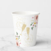 Petals & Prosecco Rosa Brautparty Pappbecher (Rückseite)