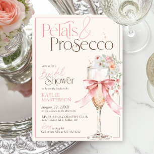 Petals & Prosecco Rosa Florale Elfenbeinfarbene Ho Einladung