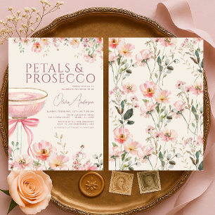 Petals & Prosecco Rosa Kokette-Bogen Brautparty-Ei Einladung