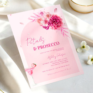 Petals & Prosecco Rosa Schrift Blumen Hochzeitsdus Einladung