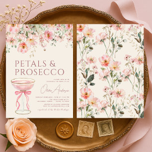 Petals & Prosecco Rosafarbenes Polterabend-Einladu Einladung