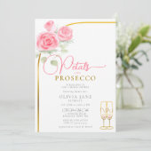 Petals Prosecco Rose Boho Gold Arch Brautparty Einladung (Stehend Vorderseite)