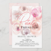 Petals & Prosecco Rose Brautparty Einladung (Vorne/Hinten)