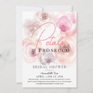 Petals & Prosecco Rose Brautparty Einladung