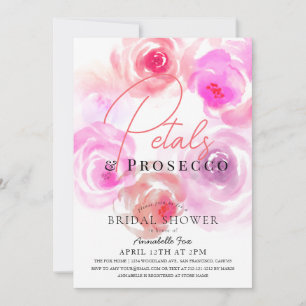 Petals & Prosecco Rose Brautparty Einladung