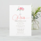 Petals Prosecco Rose Cocktail Boho Brautparty Einladung (Stehend Vorderseite)