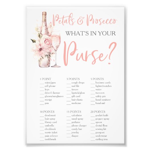 Petals & Prosecco Was ist in Ihrer Tasche? Fotodruck (Vorne)