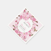 Petals & Prosecco Wasserfarbe Rosa Blumenstrauch Serviette (Ecke)