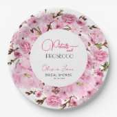 Petals & Prosecco Wasserfarben Pinkwhite Floral Ar Pappteller (Vorderseite)